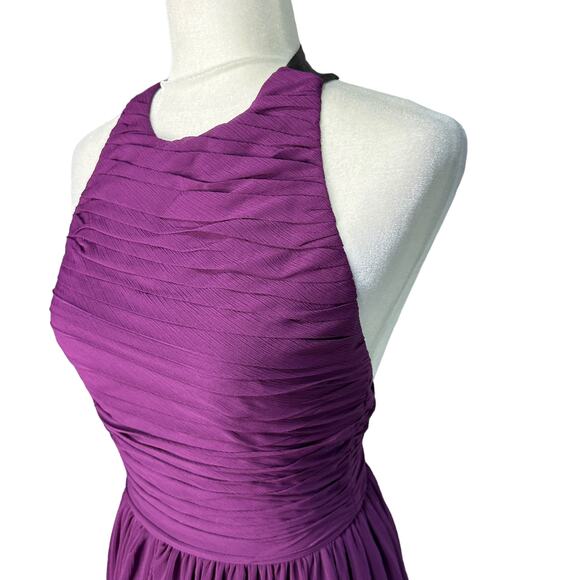 ALICE + OLIVIA Womens 2 Purple Chiffon Sleeveless Runnie Leather Back Maxi Dress - Picture 5 of 12